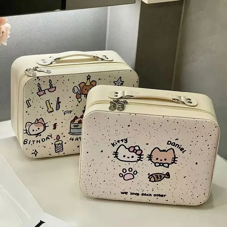 可爱化妆包女小众随身手提箱大容量带镜子化妆箱便携式旅行收纳JY
