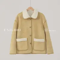 【新品】【双面曲奇】FS510W063加绒羊羔毛外套