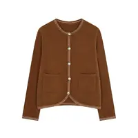 沫晗依美【碧波海盐】25秋冬小香风复古圆领针织气质针织外套1423