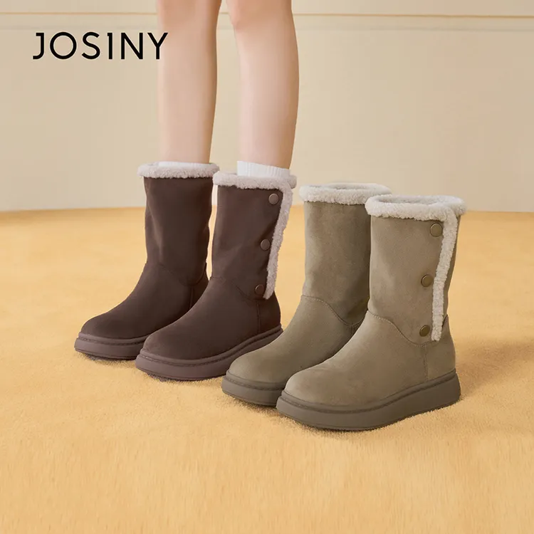 卓诗尼两穿休闲复古雪地靴女2025冬季新款平底软底加绒保暖棉鞋
