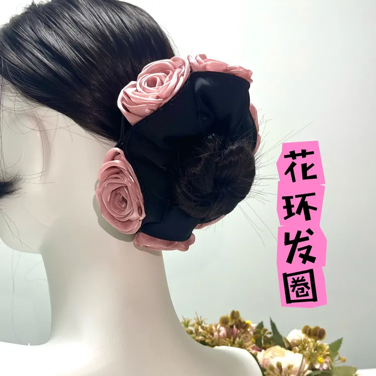 原创 花环发圈 黑粉配色花环发圈