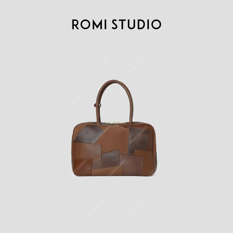 ROMI STUDIO “复古街头” 头层牛皮拼接复古大容量公文包 24SSB261