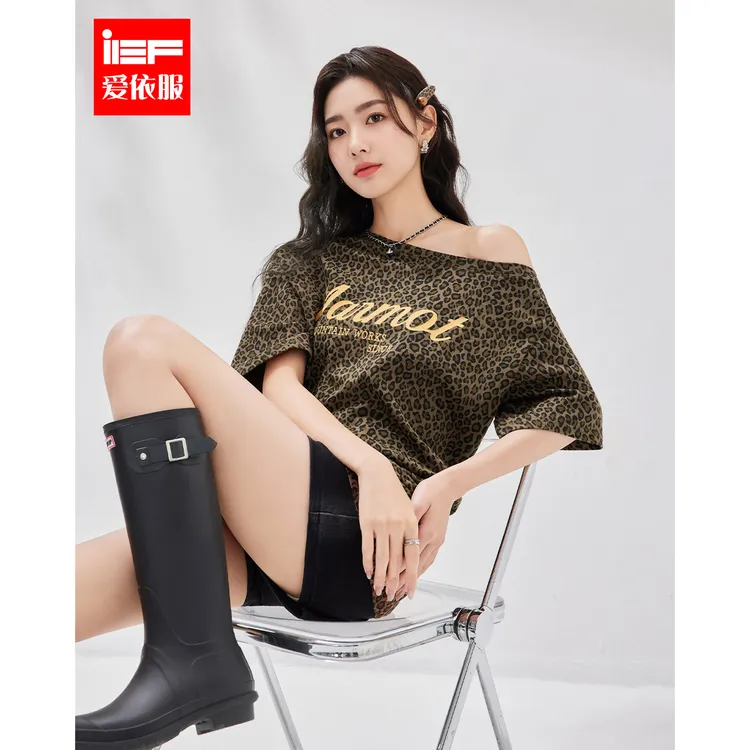 IEF/爱依服2025夏季新款美式潮酷个性辣妹休闲风豹纹设计中T恤女