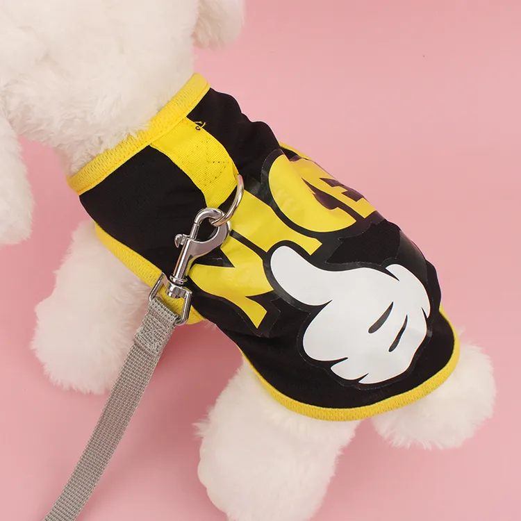 夏日衣服透风宠物服小型犬猫皆可用防脱毛俏皮萌上衣能牵引