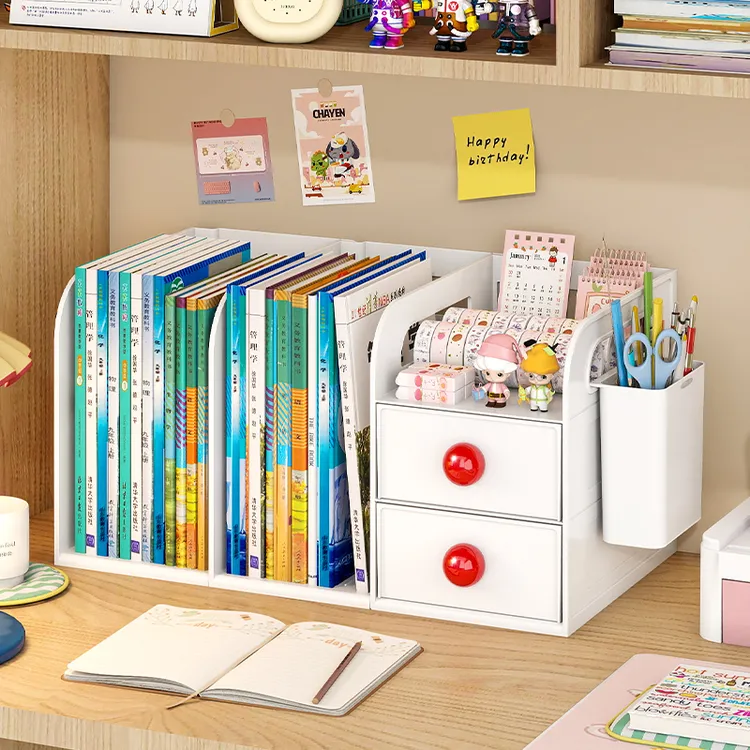 书本收纳桌面置物架学生书架办公室文件柜桌面收纳整理盒收纳盒子