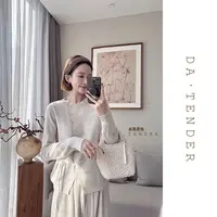 DA·Tender【雅致边际小花边针织上衣】气质精致温柔小绑带设计