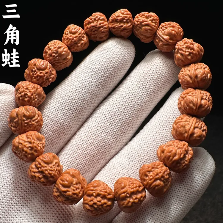 三角蛙蛤蟆头猴头手串高端款盘玩精品原皮原色小尺寸文玩核桃雕刻