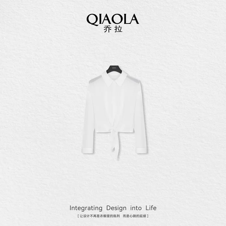 QIAOLA/乔拉【绑带衬衫】夏季新款慵懒氛围感显瘦衬衫上衣预售