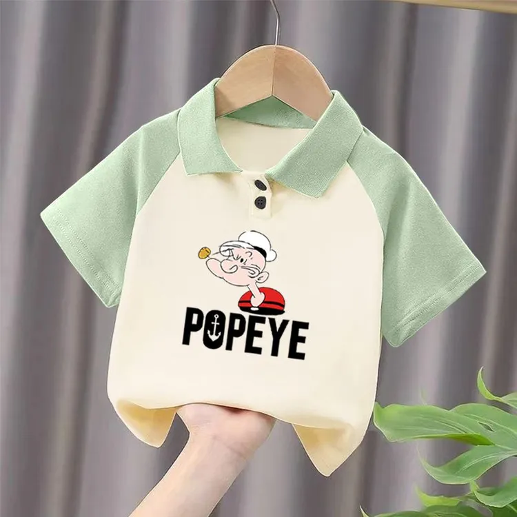 插肩男童帅气卡通2025男女孩polo领儿童宝宝夏季薄款半袖上衣服潮