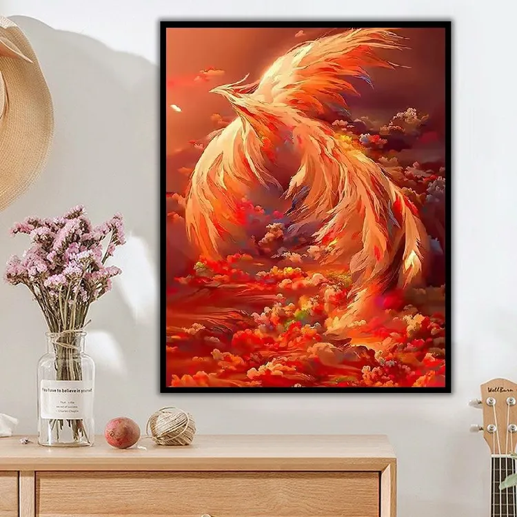 【50*65尺寸-新款涅槃重生】凤凰diy数字油画零基础手工填色画摆件