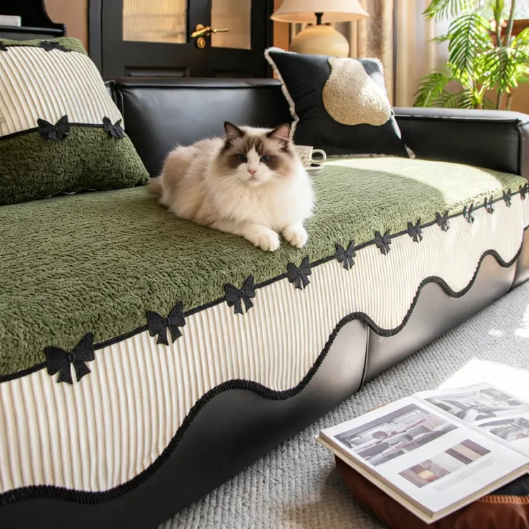 麦颜复古高级感四季通用沙发垫中古风绿色直排沙发固定防滑坐垫