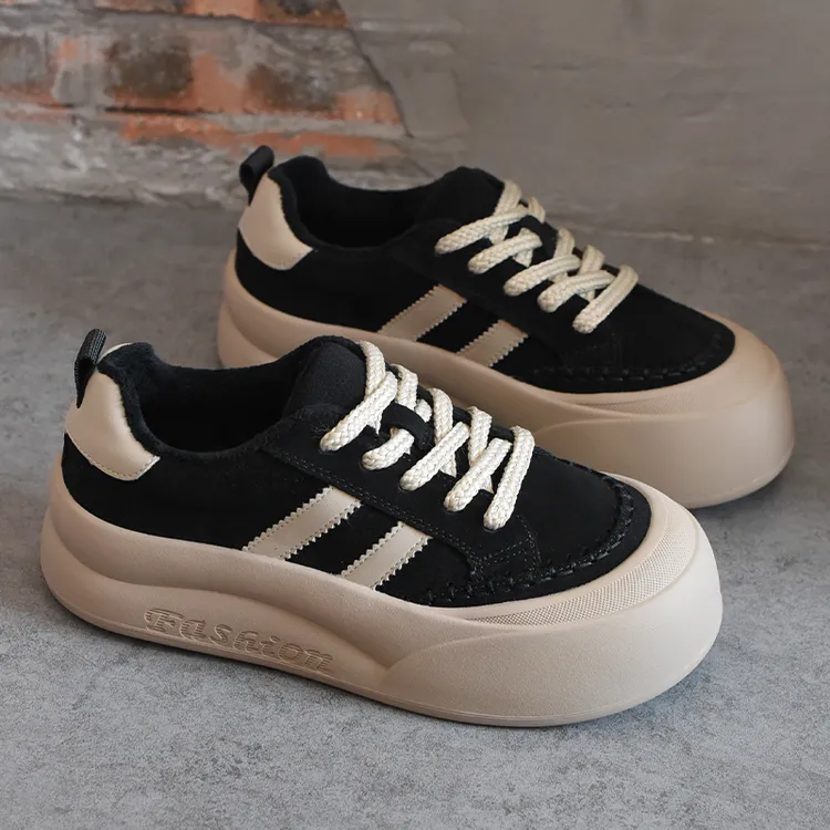 shougu/首谷加绒保暖厚底德训面包鞋女2025冬季新款休闲运动板鞋