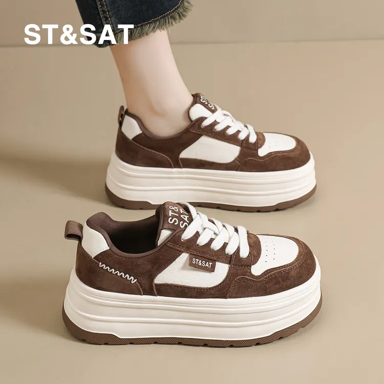 星期六韩版厚底百搭休闲女鞋2025秋季新款小个子增高显腿长小白鞋