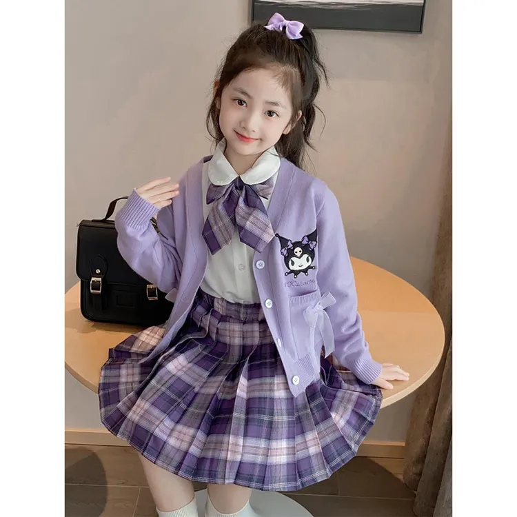 英国MK&DK女童春秋季2025新款儿童女孩洋气秋装jk学院风三件套装