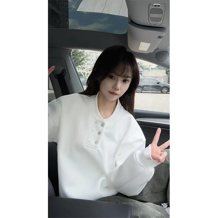 双排扣高克重正肩卫衣男女同款秋冬季cleanfit美式长袖T恤打底衫