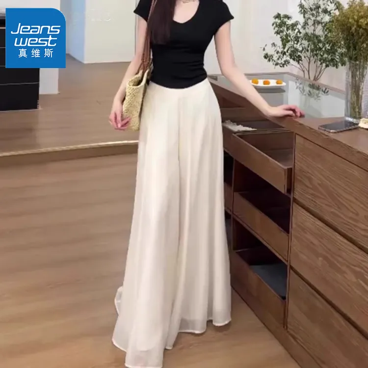 流光纱冰丝阔腿裙裤女夏季2025新款高腰垂感仙女风宽松拖地裤裙子