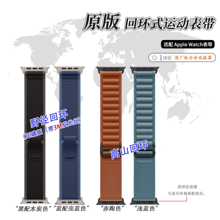 【钛合金】野径/高山回环式表带适用苹果表带ultra2表带iWatchS10/9