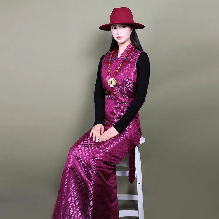 藏装民族风拼色外套无袖西藏服康巴藏服博拉裙锅庄队女士西藏服