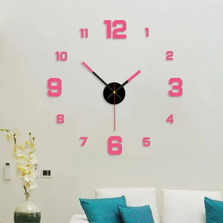 免打孔夜光数字挂钟家用客厅卧室装饰简约创意时钟时尚个性静音