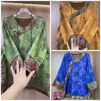 上新价~深圳8659新中式国风太太服重工老钱风丝缎阔太上衣