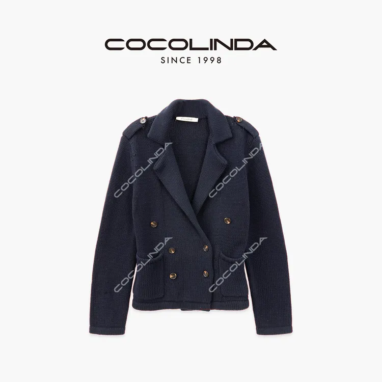 COCOLINDA | 拉夫风100%棉短款老钱风粗线针织棉线外套C5372