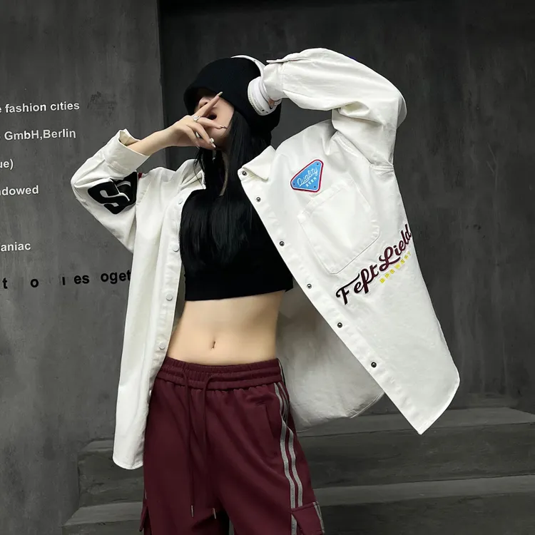 多福猫原创潮牌时尚长袖衬衫女春2025新款欧洲站衬衣大版宽松外套