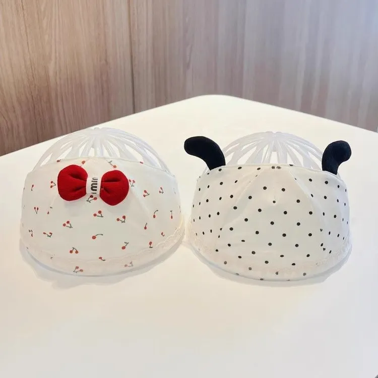 婴儿帽子夏季新生儿囟门帽清新樱桃胎帽小月龄宝宝空顶帽护头发带