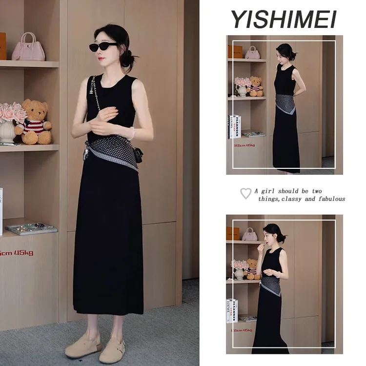 夏季时尚穿搭2025年新款韩系百搭显瘦气质高级感无袖连衣裙长裙子