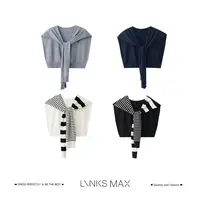 Links Max【可可专属】撞色肌理感不对称条纹针织披肩34401