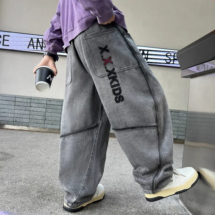 男童秋装裤子2025新款牛仔裤中大童春秋款儿童炸街宽松长裤秋季潮