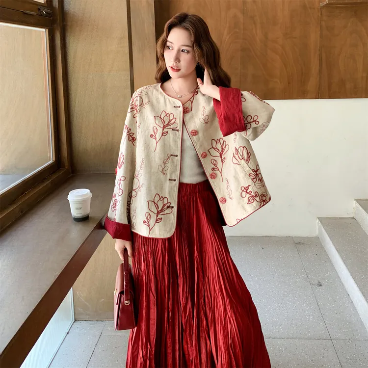 独特新中式女装国风年轻版改良唐装2025新款早秋上衣半裙两件套装