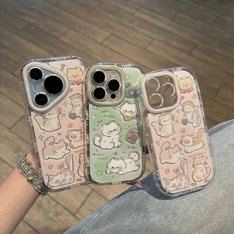 欧克里里一群猫咪适用苹果16泡芙羽纱手机壳华为P70vivo小米oppo