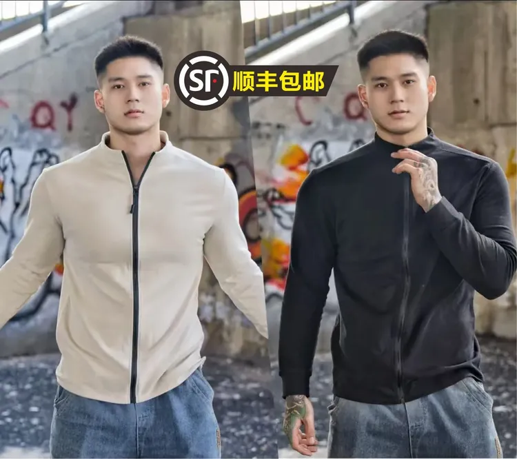 全拉链立领户外休闲抓绒衣冬季新款轻量加绒夹克健身训练跑步长袖