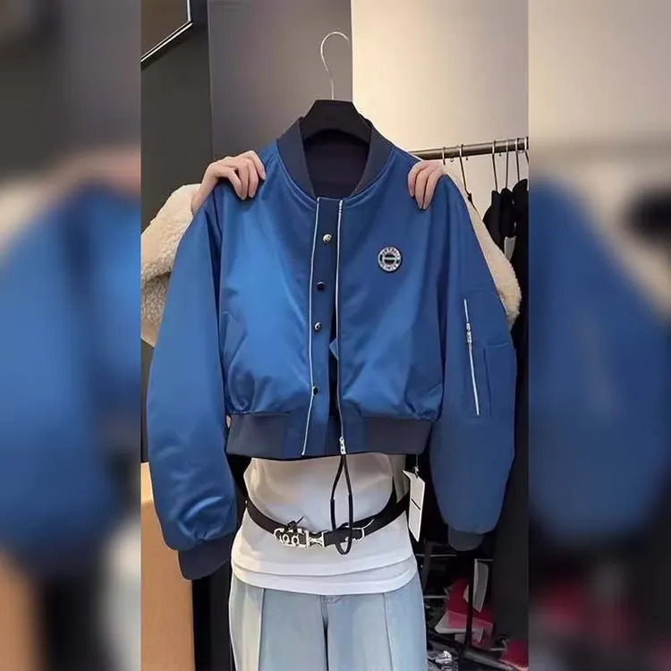 时尚休闲短款棒球服春装女款2025年新款宽松洋气立领夹克外套爆款