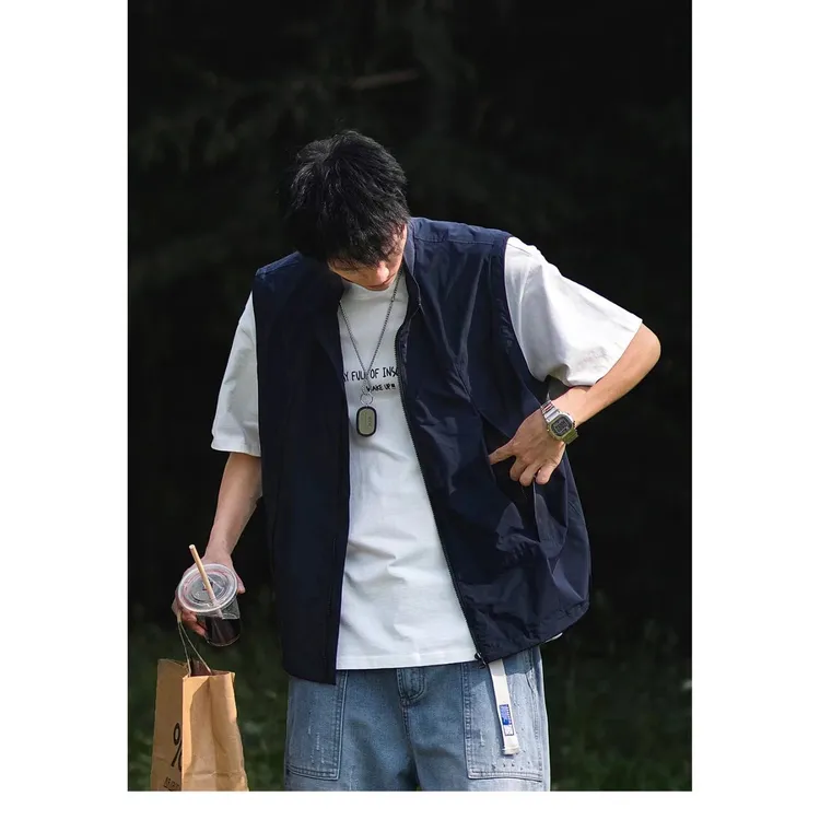 男女宽松休闲拉链马甲棉质外套马甲马甲夹克外套男男款夏季