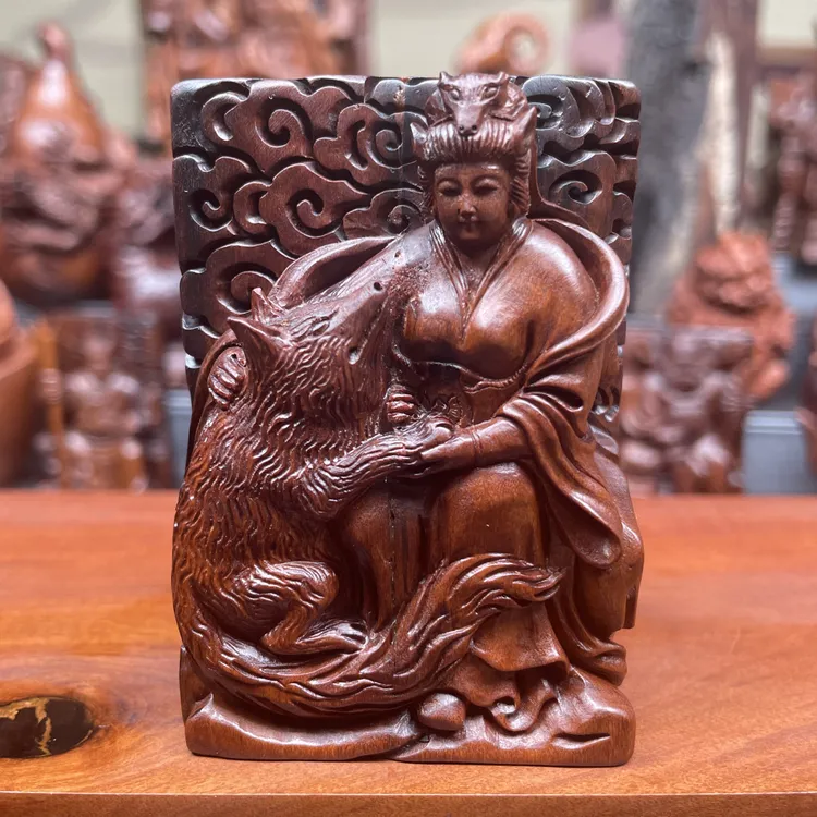 雷击木人物牌手工雕刻摆件雷击枣木
