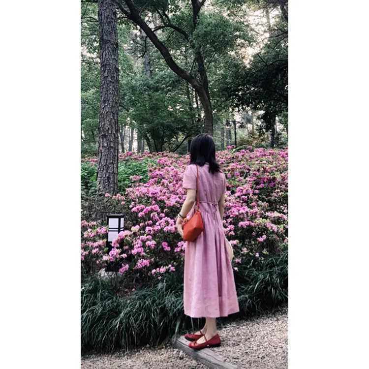 【现货款】花总吖 文艺松弛感连衣裙女夏季苎麻天丝长裙R425Q03943