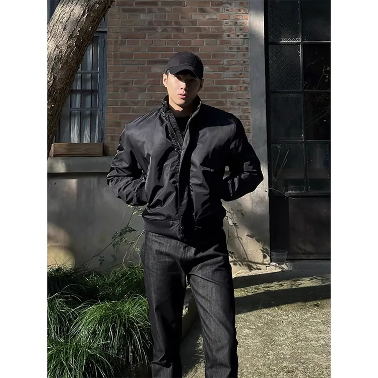 GTAL黑色短款棉服男冬季加厚保暖立领外套美式正肩飞行员夹克棉衣