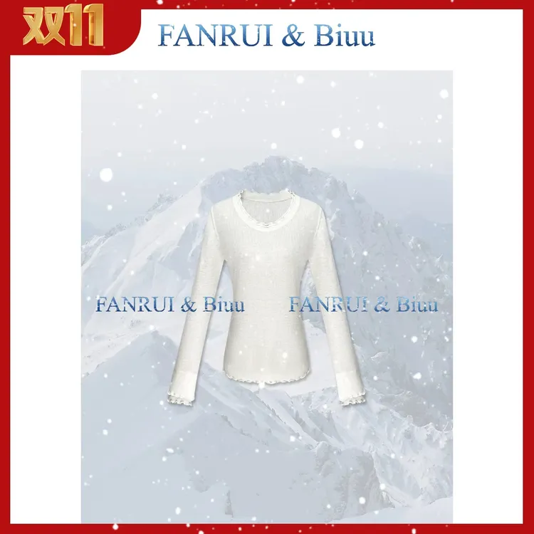 FANRUI/泛芮 「素雪听松」羊毛减龄花边设计时髦洋气打底上衣B19067