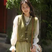 【小余专属】菀草壹2025秋浪漫泡泡袖绣花长袖小衫X00310431