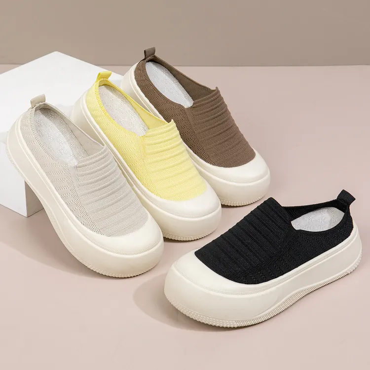 厚底镂空包半拖女2025夏季网面外穿一脚蹬妈妈鞋透气极简渔夫鞋