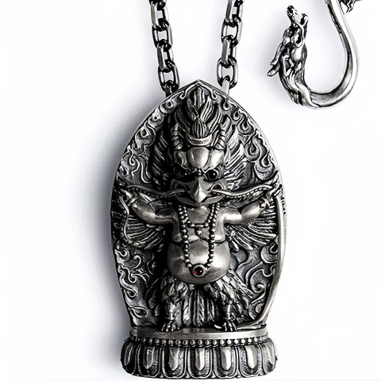 铜合金项链 拉萨姜哥同款大鹏鸟项链藏式民族风做旧古银色霸气感