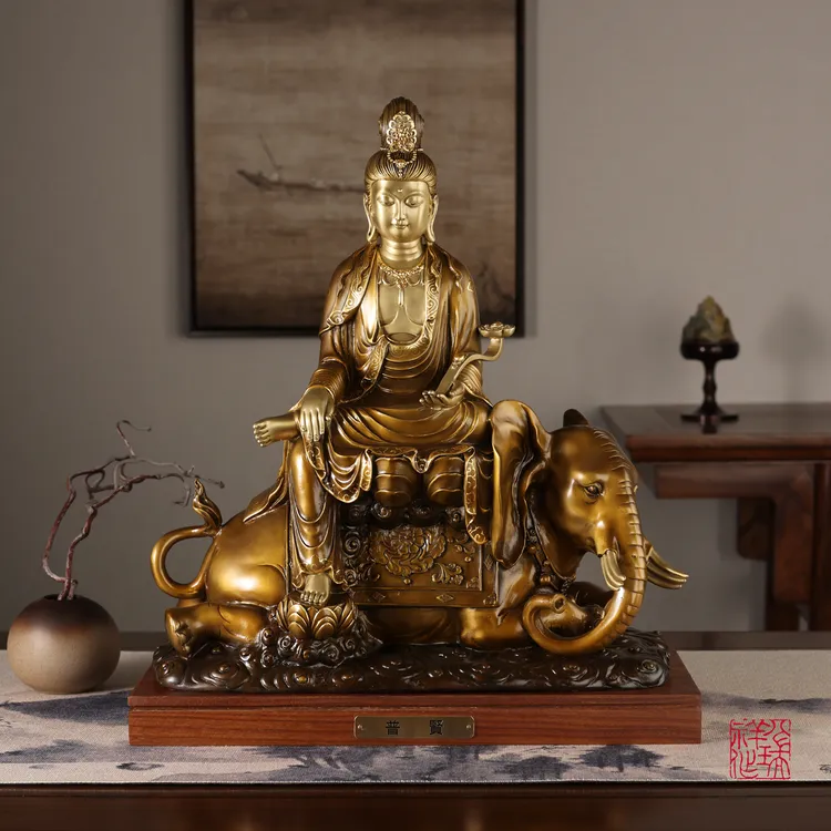 八瑞祥精品四大尊者铜像【普贤】佛像家用供奉普贤像佛堂工艺品摆件