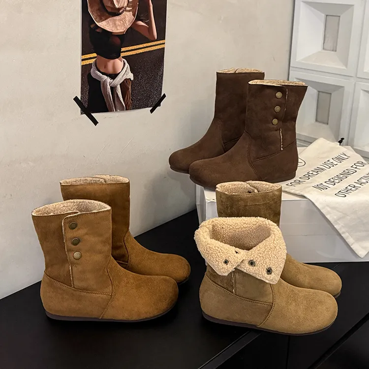 两穿品质勃肯雪地靴女冬2025年新款森系复古高品质毛短靴加绒棉鞋