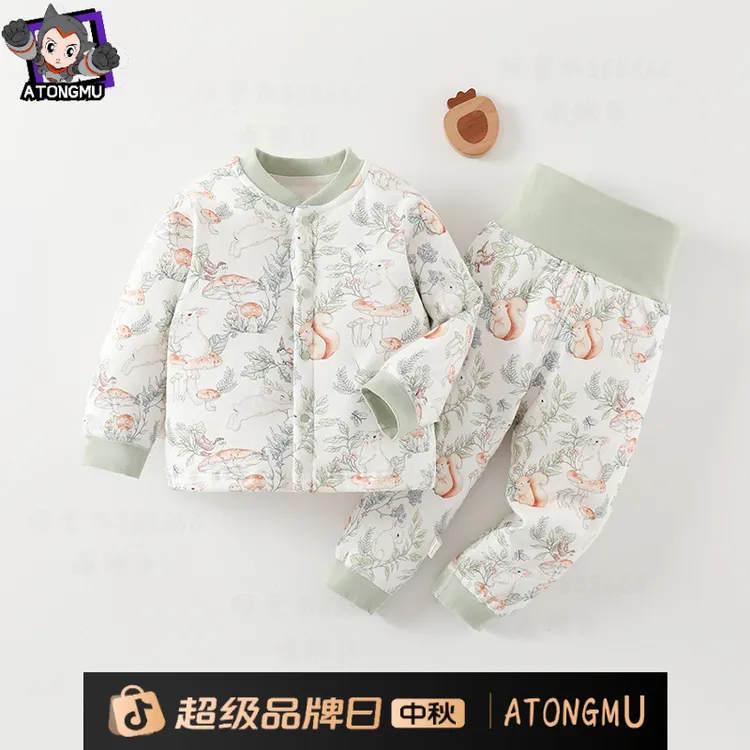 2025婴儿分体套装60克薄棉加棉无骨A类打底内衣对开高腰套婴幼儿