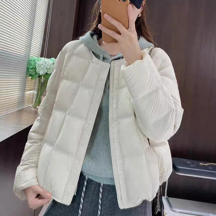 圆领轻薄韩系小个子日常休闲通勤冬季白鸭绒保暖短款外套