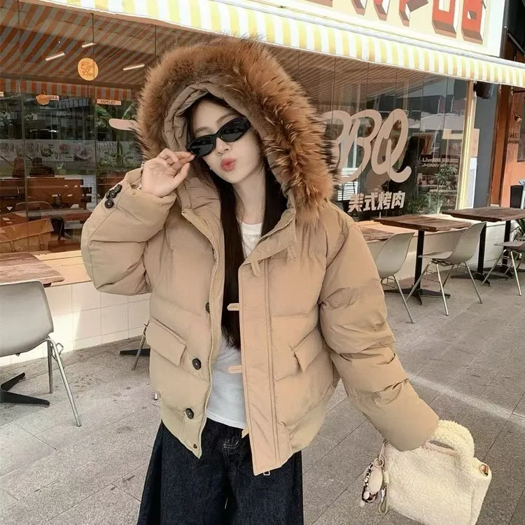 张不茹专属女士棉服外套小个子冬季网红款潮牌大毛领加棉加厚女装款冬装棉袄