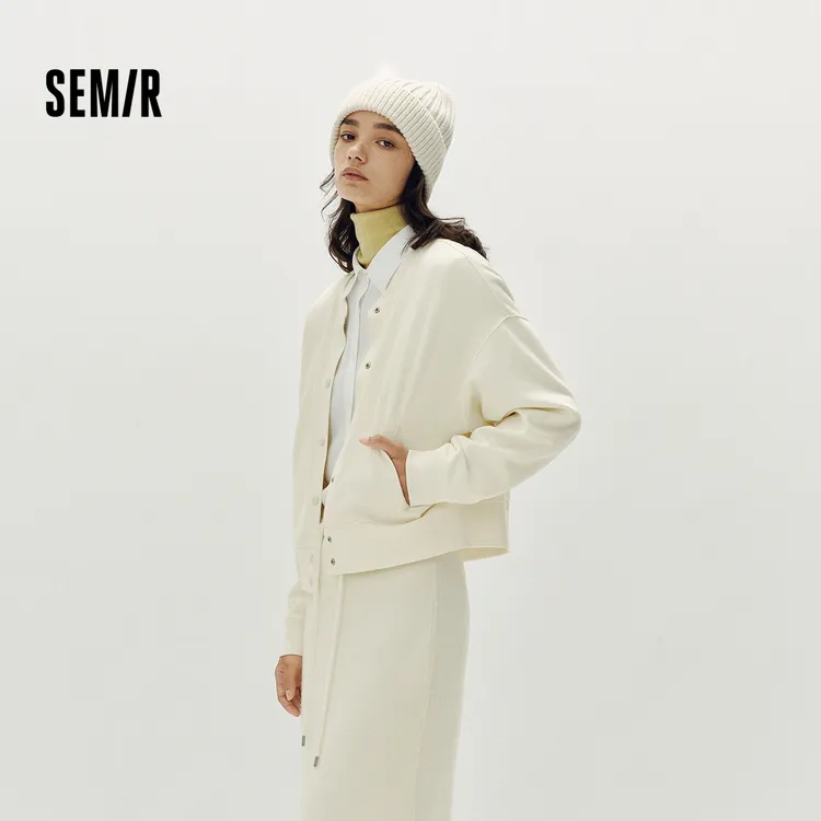 【商场同款】森马外套女短款纯色宽松温柔时尚新款秋圆领夹克百搭