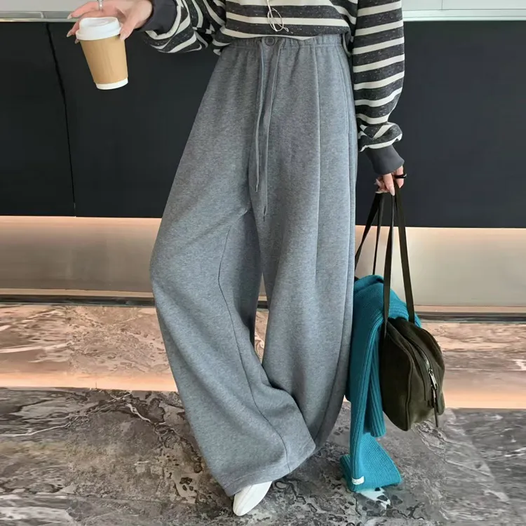 qianbeisi纤贝思859加绒卫裤女2025冬季宽松显瘦不臃肿直筒休闲裤