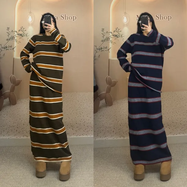 Mira 2026新款慵懒风时髦减龄条纹上衣➕半身裙套装～